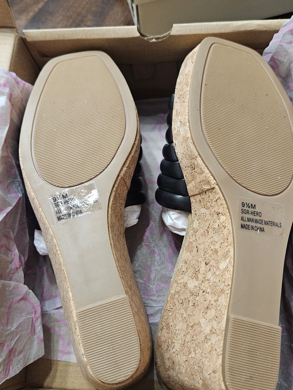 Black Cork Wedge Slide Sandal - Women's - Picture 4 of 5